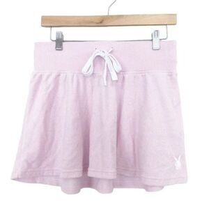 Playboy Pacsun Light Pink Terry cloth Skirt Drawstring y2k Stretch low Rise mini